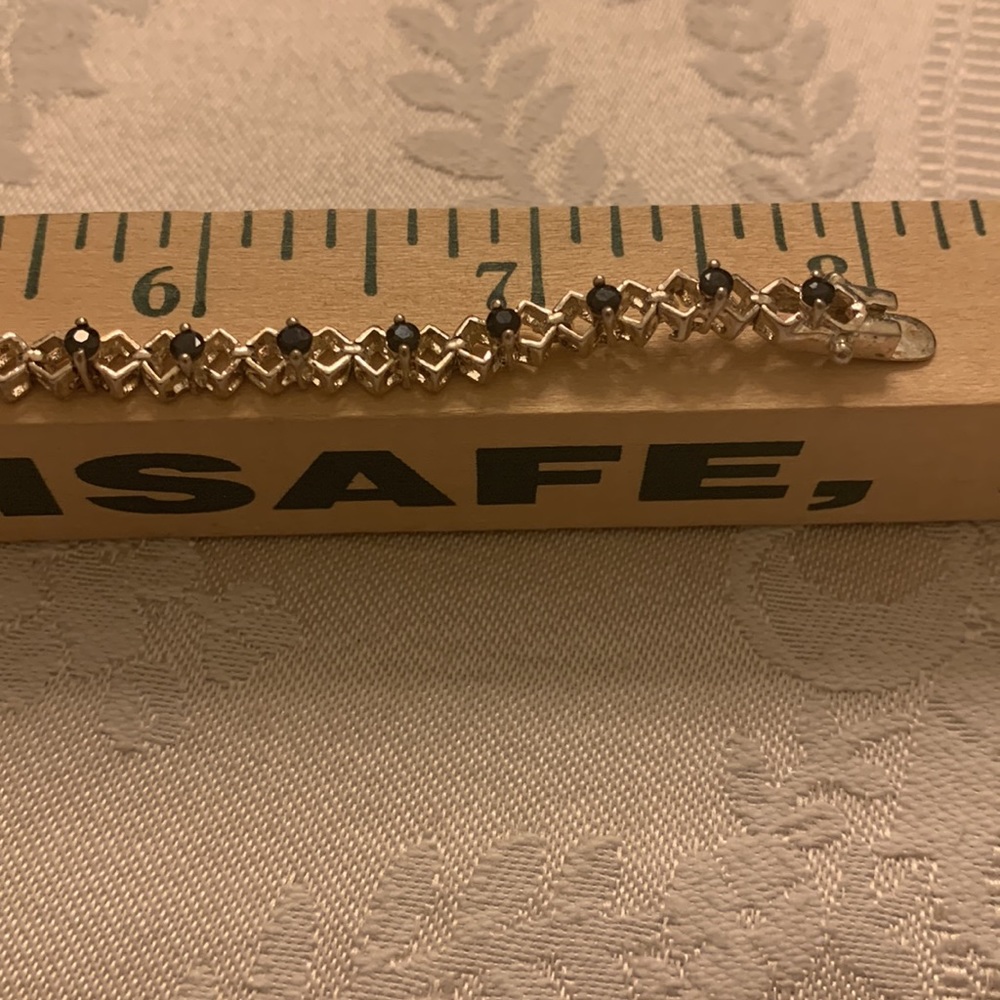 Black Onyx Silver Bracelet -8”